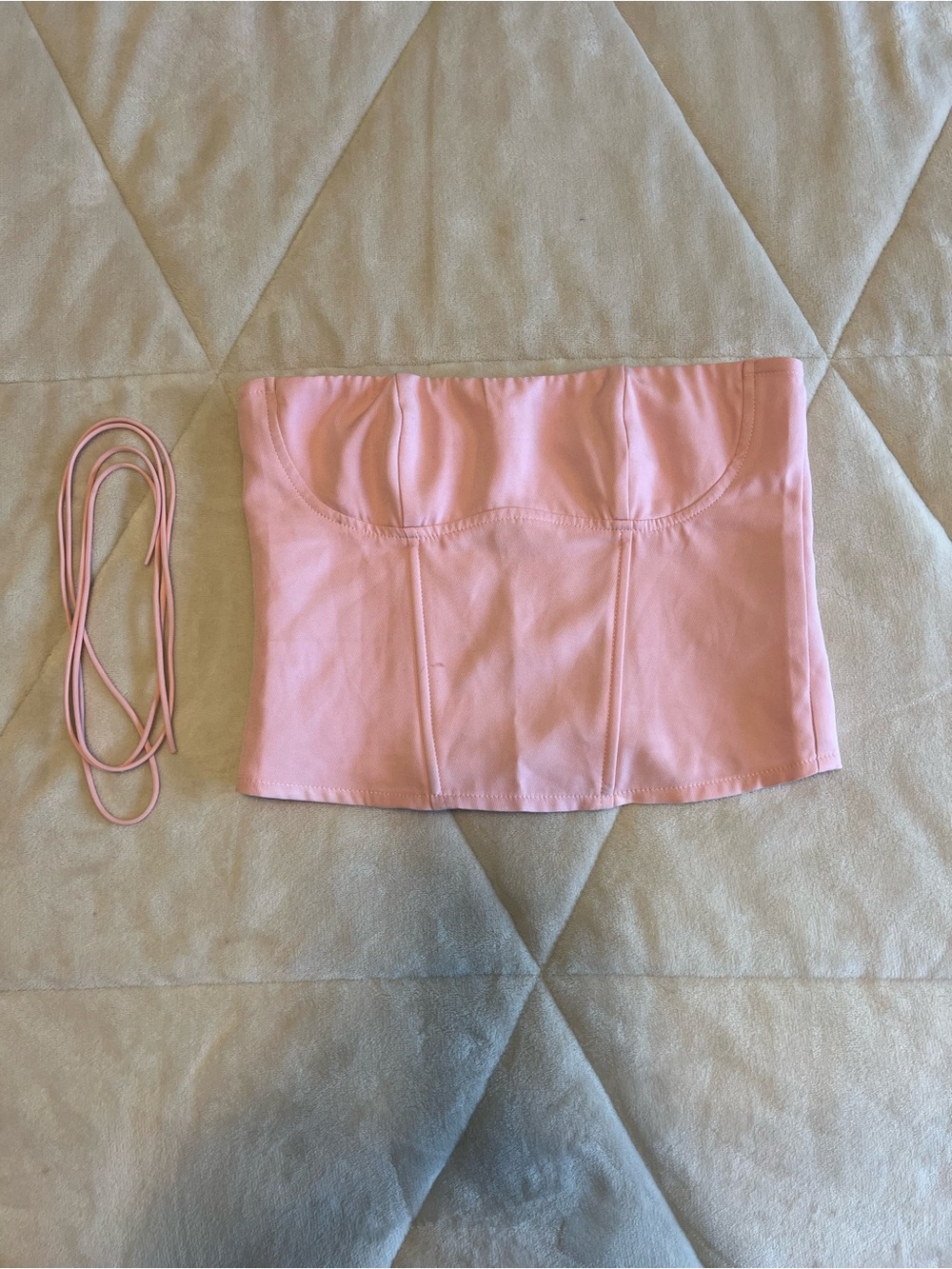 Edikted Pink Strapless Crop Top